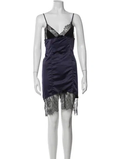 Pre-owned Agent Provocateur Lace Pattern Lace Trim Embellishment Nightgown In Blue