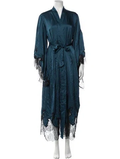 Pre-owned Agent Provocateur Lace Pattern Lace Trim Embellishment Nightgown In Blue