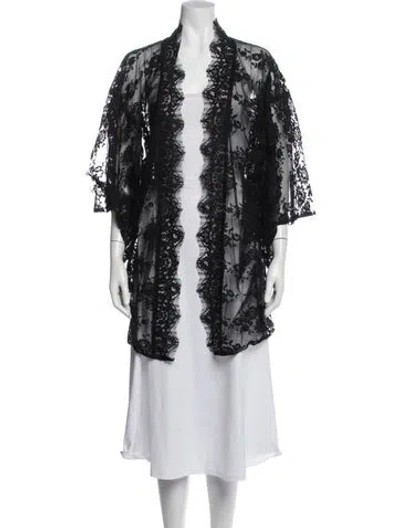 Pre-owned Agent Provocateur Lace Pattern Lace Trim Embellishment Robe In Black