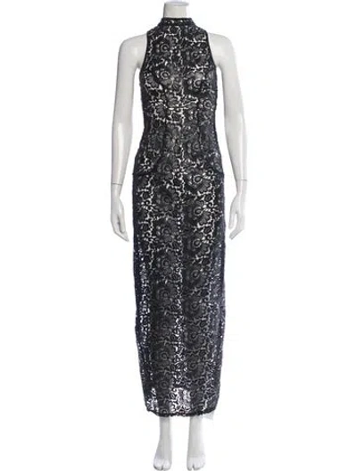Pre-owned Agent Provocateur Lace Pattern Long Dress W/ Tags In Blue