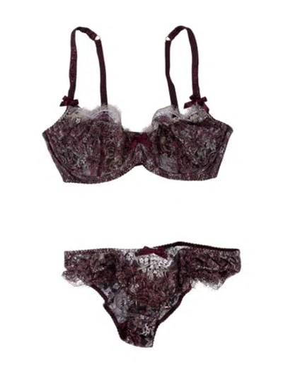Pre-owned Agent Provocateur Lace Pattern Lounge Set In Burgundy