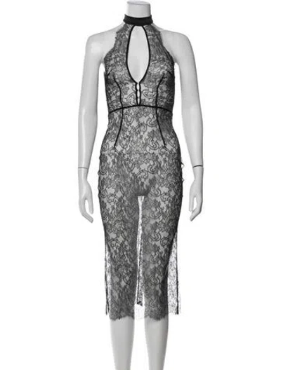 Pre-owned Agent Provocateur Lace Pattern Midi Length Dress In Silver