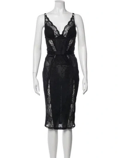 Pre-owned Agent Provocateur Lace Pattern Midi Length Dress W/ Tags In Blue