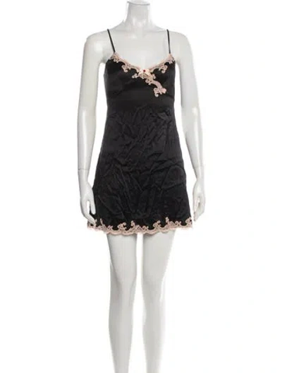 Pre-owned Agent Provocateur Lace Pattern Mini Dress In Black
