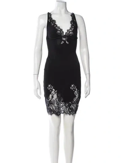 Pre-owned Agent Provocateur Lace Pattern Mini Dress In Black