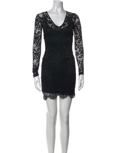 Pre-owned Agent Provocateur Lace Pattern Mini Dress In Black