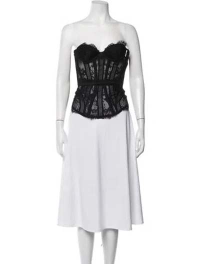 Pre-owned Agent Provocateur Lace Pattern Strapless Top In Black