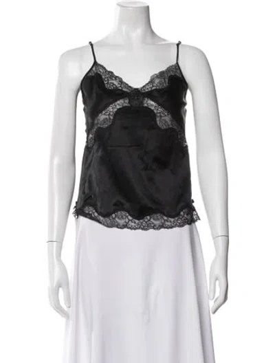 Pre-owned Agent Provocateur Lace Pattern V-neck Top In Black