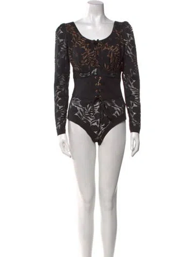 Pre-owned Agent Provocateur Lace Scoop Neck Bodysuit W/ Tags