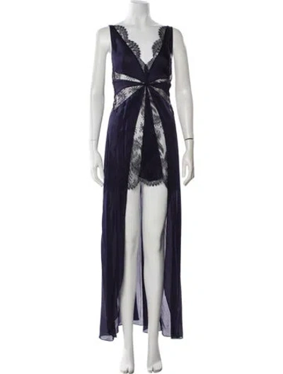 Pre-owned Agent Provocateur Lace Trim Embellishment Pajamas In Blue