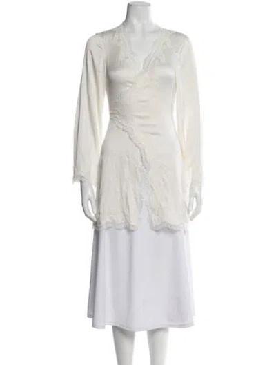 Pre-owned Agent Provocateur Lace Trim Embellishment Robe In White