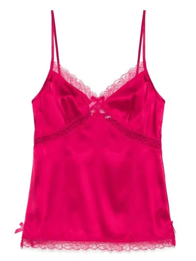 AGENT PROVOCATEUR LUXE SILK CAMISOLE WITH DELICATE LACE TRIM AND ADJUSTABLE STRAPS