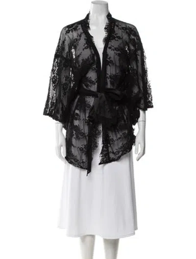 Pre-owned Agent Provocateur Nylon Lace Pattern Robe In Black
