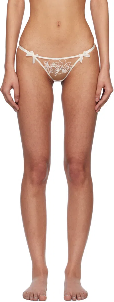 Agent Provocateur Off-white & Beige Lindie Thong In 111692 Sand/ivory