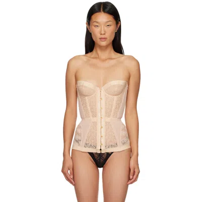 Agent Provocateur Off-white Mercy Corset In Blush Lace