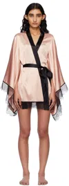 Agent Provocateur Pink & Black Sammi Robe In 692001 Nude/black