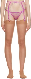 Agent Provocateur Pink Lorna Garter Belt In 673442 Hot Pink/turq