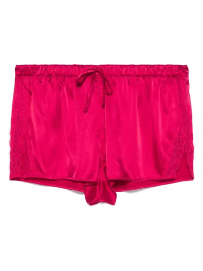 Agent Provocateur Red Gisele Silk-blend Lace-trim Shorts In Pink