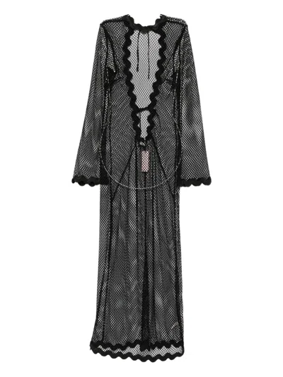 Agent Provocateur Rosana Scallop-trim Mesh Cover-up In Black