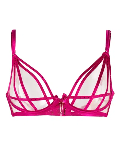 Agent Provocateur Rubi Crystal-embellished Underwire Bra In Pink