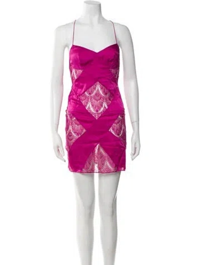 Pre-owned Agent Provocateur Satin Lace Pattern Nightgown In Pink