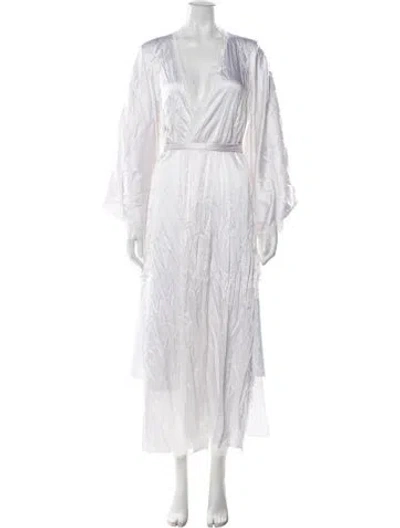 Pre-owned Agent Provocateur Silk Crochet Trim Robe In White