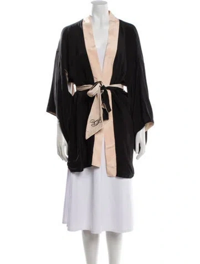 Pre-owned Agent Provocateur Silk Cutout Accent Robe In Black
