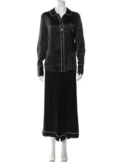 Pre-owned Agent Provocateur Silk Embroidered Accent Pajamas In Black
