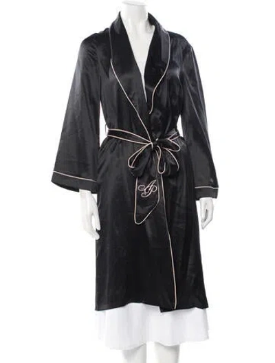 Pre-owned Agent Provocateur Silk Embroidered Accent Robe In Black