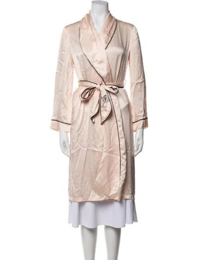 Pre-owned Agent Provocateur Silk Embroidered Accent Robe In Pink