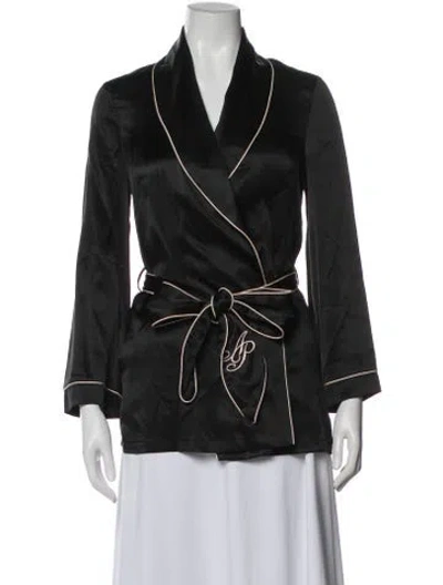 Pre-owned Agent Provocateur Silk Embroidered Accent Robe W/ Tags In Green