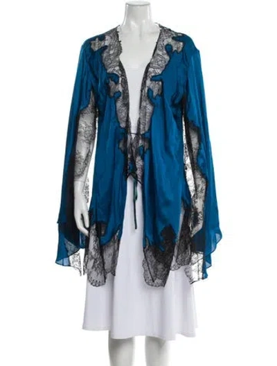 Pre-owned Agent Provocateur Silk Lace Pattern Nightgown In Blue