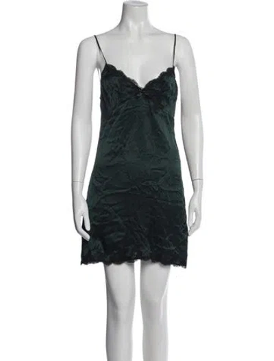 Pre-owned Agent Provocateur Silk Lace Pattern Nightgown In Green
