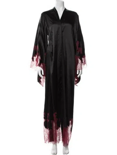 Pre-owned Agent Provocateur Silk Lace Pattern Robe In Black
