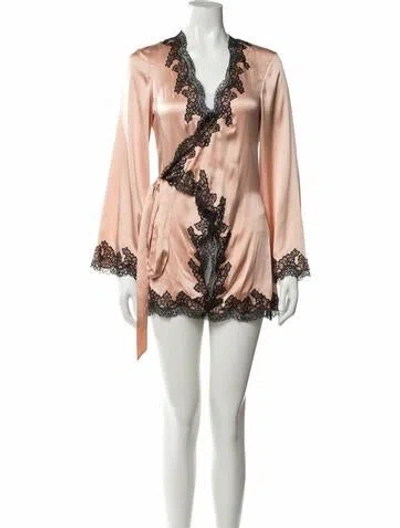Pre-owned Agent Provocateur Silk Lace Pattern Robe In Pink