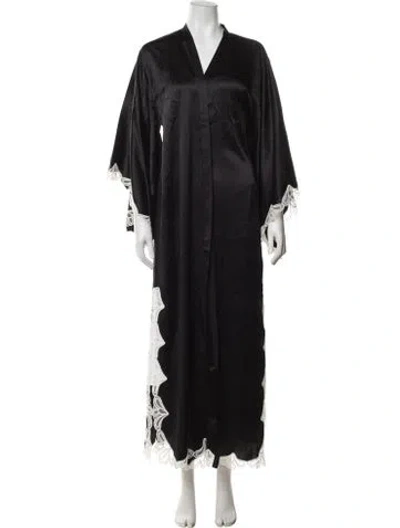 Pre-owned Agent Provocateur Silk Lace Pattern Robe W/ Tags In Black