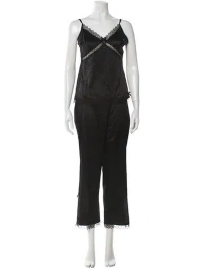 Pre-owned Agent Provocateur Silk Lace Trim Embellishment Pajamas In Gray