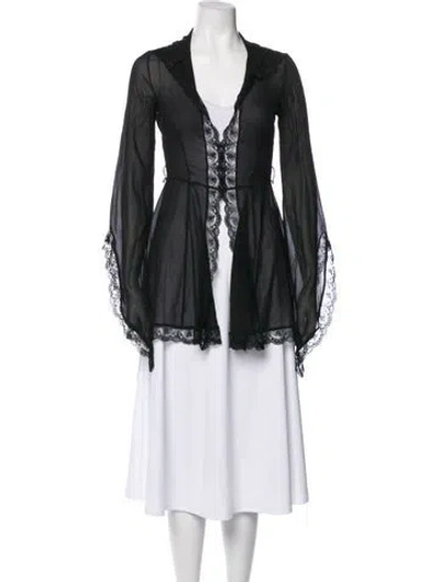 Pre-owned Agent Provocateur Silk Lace Trim Embellishment Robe In Black
