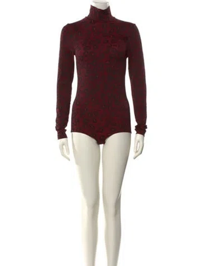 Pre-owned Agent Provocateur Turtleneck Long Sleeve Bodysuit In Burgundy
