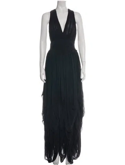 Pre-owned Agent Provocateur V-neck Long Dress In Black