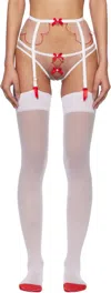 Agent Provocateur White & Red Lorna Garter Belt In 100600 Red