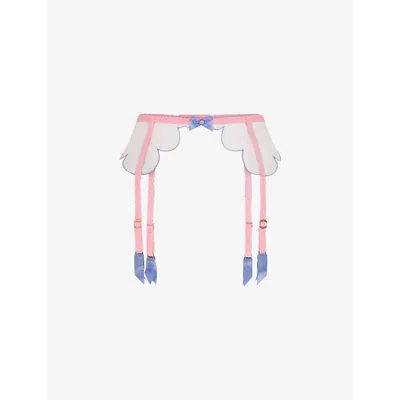 Agent Provocateur Womens Baby Pink Lorna Scalloped-hem Mid-rise Woven Suspender Belt