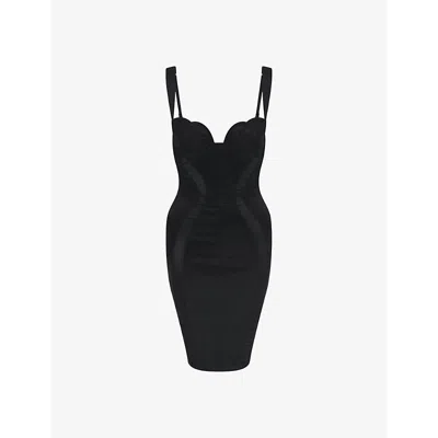 Agent Provocateur Brandi Sheer-panel Woven Mini Dress In Black