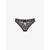 AGENT PROVOCATEUR AGENT PROVOCATEUR WOMEN'S BLACK CAITRIONA CRYSTAL-EMBELLISHED LACE AND TULLE BRIEFS