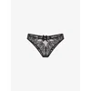 Agent Provocateur Womens Black Caitriona Crystal-embellished Lace And Tulle Briefs In Black