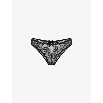 Agent Provocateur Womens Black Caitriona Crystal-embellished Lace And Tulle Briefs