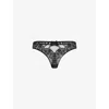 AGENT PROVOCATEUR AGENT PROVOCATEUR WOMENS BLACK CAITRIONA CRYSTAL-EMBELLISHED LACE AND TULLE THONG