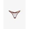 AGENT PROVOCATEUR AGENT PROVOCATEUR WOMEN'S BROWN LORNA PANELLED LACE AND MESH THONG
