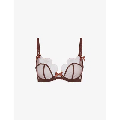 Agent Provocateur Womens Brown Lorna Scalloped Tulle Underwired Bra