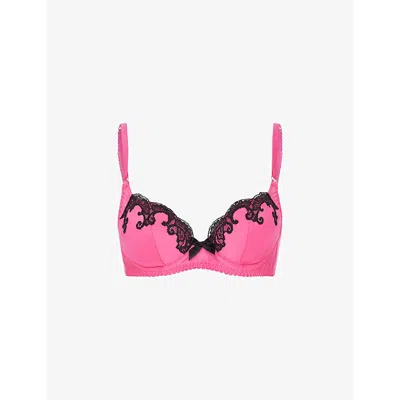Agent Provocateur Molly Lace-embroidered Stretch-silk Bra In Candy/pink
